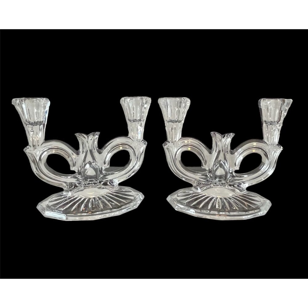 Vintage Lead Crystal Candelabras Set of 2 Taper Candleholders West Germany